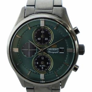 腕時計 ウォッチ クォーツ クロノグラフ デイト カレンダー付き ロゴ 緑文字盤 黒 ブラック KSA0-UAA0