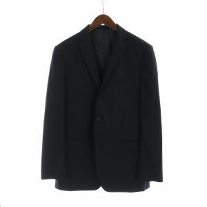 スーツ テーラードジャケット ベスト 2点セット シングル 長袖 背抜き ストライプ ロゴ 40 L 黒