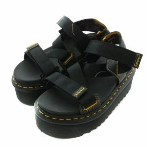 キンバー KIMBER サンダル 厚底 オープントゥ ストラップ ベルクロ ステッチ ロゴ UK4 23cm 黒 ブラック