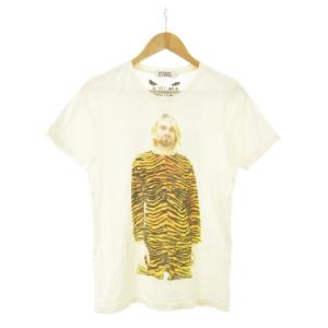 KURT COBAIN Tシャツ クルーネック 半袖 フォトプリント 虎 タイガー S 白 クリーム /AH1