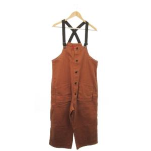 デッキパンツ オーバーオール デニム ワーク ストレッチ S 茶 ブラウン /AO2 GY12