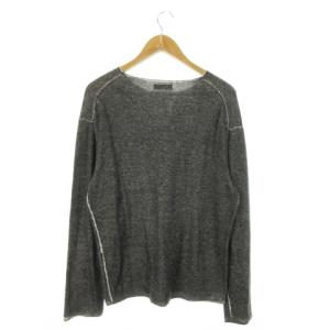 ISSEY MIYAKE MEN ニット セーター 長袖 コットン リネン 麻 アウトステッチ XL 黒 ブラック