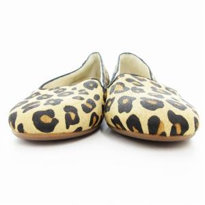UGG フラットシューズ スリッポン 本革 レザー ハラコ レオパード柄 23cm ベージュ /UO GY12