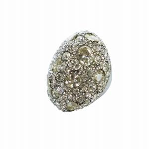 ムード パヴェ リング 指輪 アクセサリー ラインストーン 宝石 ロゴ 11号 シルバー色 GY12 /MQ