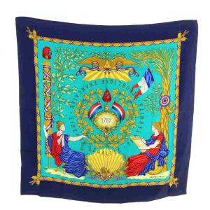 カレ90 LIBERTE EGALITE FRATERNITE REPUBLIQUE FRANCAISE スカーフ 絹 シルク