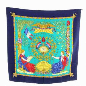 HERMES カレ90 LIBERTE EGALITE FRATERNITE REPUBLIQUE FRANCAISE スカーフ 絹 シルク