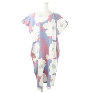 貫頭衣 ロングワンピース 半袖 板尾織物 高島縮 楊柳 せつざん 花柄 総柄 白 ホワイト /AO8 GY35