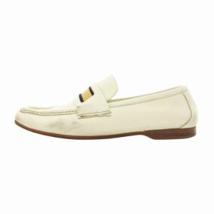 GUCCI ローファー モカシン シューズ シェリーライン レザー 40.5 27.5cm 白 ホワイト /HO 0227
