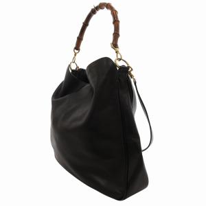 GUCCI ハンドバッグ ショルダー 2way バンブー レザー 黒 ブラック 001 1998 1577