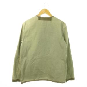 Ron Herman ノーカラージャケット ジップアップ Vカット コットン パイピング M 緑 グリーン /AO10 GY35