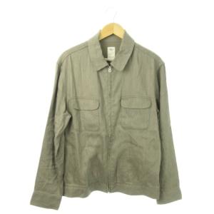 ジャケット スイングトップ ジップアップ 麻 リネン L グレー /AO9 GY35