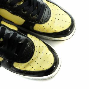 A BATHING APE BAPE STA ラメ スニーカー シューズ 靴 ロゴ レザー US10 28cm 黒 ブラック 黄 イエロー GY01