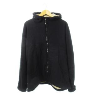 フリースパーカー ジャケット 裏ボア ダブルジップ XL 黒 ブラック