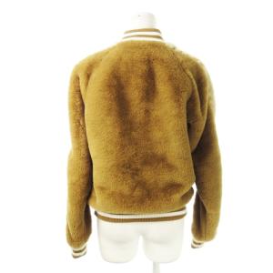 MOTHER フェイクファースタジャン ジャンパー ブルゾン ジップアップ ライン スタッズ 柄裏地 S 茶 ブラウン