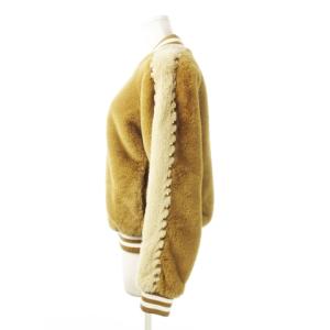 MOTHER フェイクファースタジャン ジャンパー ブルゾン ジップアップ ライン スタッズ 柄裏地 S 茶 ブラウン