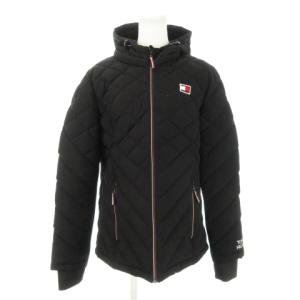 キルティング中綿ジャケット ジップアップ フーディー ロゴ L 黒 ブラック /MN6 GY01