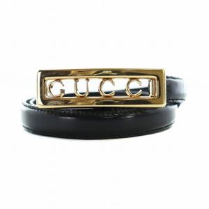 GUCCI ロゴバックルベルト レザー ゴールド金具 70・28 黒 ブラック 2092 0939 GY19