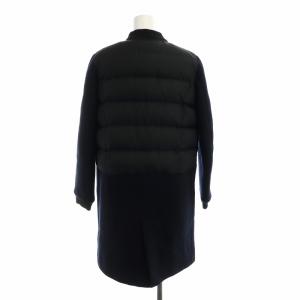 MUVEIL WORK ダウンコート ロング 長袖 切替 ノーカラー 38 M 黒 ブラック 紺 ネイビー GY19 /MQ