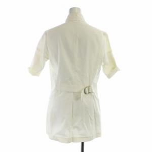 BRUNELLO CUCINELLI ミドルジャケット 七分袖 切替 ニット イタリア製 ベルト付き ロゴ シングル 絹 シルク 40 S 白