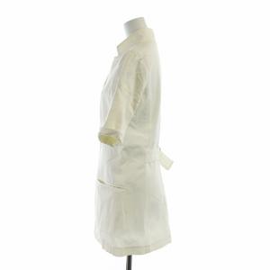 BRUNELLO CUCINELLI ミドルジャケット 七分袖 切替 ニット イタリア製 ベルト付き ロゴ シングル 絹 シルク 40 S 白