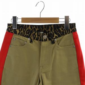 BURBERRY LONDON レオパード柄 スキニージーンズ テーパード ヒョウ柄 ロゴ ジップフライ W24 茶 ブラウン 8024583