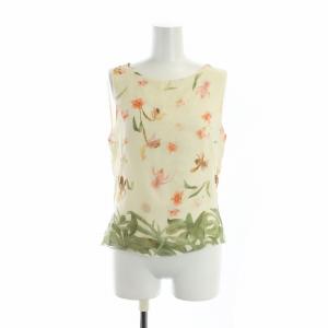 AKRIS セットアップ 3点セット 上下 シャツブラウス ノースリーブカットソー パンツ 長袖 ロゴ 花柄 XS