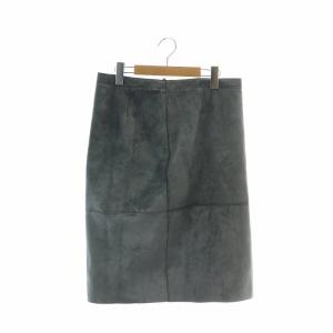 ヴィンテージ タイトスカート スエード レザー ひざ丈 ジップフライ 40 L グレー /XZ GY19