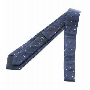 FENDI バグズアイ モンスター ネクタイ レギュラータイ 総柄 ロゴ 絹 シルク 紺 ネイビー GY19 /MQ