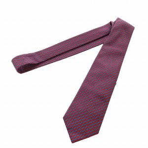 EMPORIO ARMANI ネクタイ レギュラータイ タグ付き 総柄 ロゴ 絹 シルク 赤 レッド 紺 ネイビー GY19