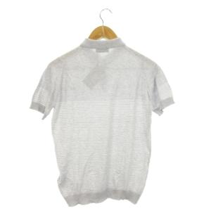 JOHN SMEDLEY ポロシャツ ニット 半袖 コットン ハイゲージ 薄手 ボーダー S グレー /MN3 GY19