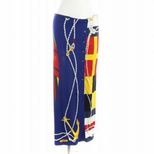 ラップスカート ロング タイト ロゴ スカーフ柄 6 L マルチカラー GY19 /MQ