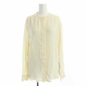 ヴィンテージ ブラウス タグ付き カットソー 長袖 金ボタン ロゴ 絹 シルク 40 アイボリー GY19