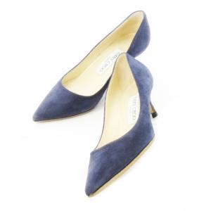 スエードパンプス ミドルヒール アーモンドトゥ 小さいサイズ 34 21.0cm 紺 ネイビー /CK7