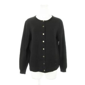 カーディガン ニット ラウンドネック 長袖 ウール ロゴボタン ロゴ刺繍 ノバチェック 2 M 黒 ブラック