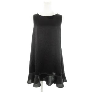 ワンピース ミニ ノースリーブ シアー グログランテープ リボン ギャザー 地模様 2 M 黒 ブラック