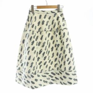 ミドルスカート フレア ジップフライ ロゴ 藍染め 36 XS アイボリー 紺 ネイビー GY19 /MQ