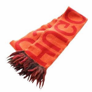 マフラー ウール フリンジ ロゴ 赤 レッド オレンジ GY19 /MQ