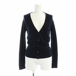 ニット カーディガン 長袖 Vネック ロゴ 38 S 紺 ネイビー GY19 /MQ