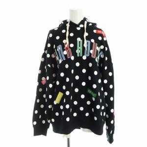 パーカー フード 長袖 ドット 水玉柄 ロゴ 裏毛 1 黒 ブラック GY19 /MQ