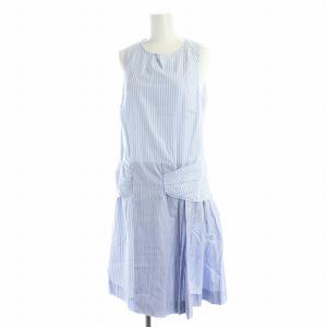 近年モデル ワンピース ノースリーブ ロング ストライプ 38 M 青 ブルー 白 ホワイト GY19