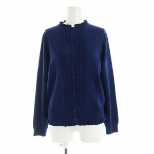 近年モデル ニット カーディガン 長袖 フリル ロゴ 9 M 紺 ネイビー GY19 /MQ