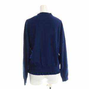 Leilian 近年モデル ニット カーディガン 長袖 フリル ロゴ 9 M 紺 ネイビー GY19 /MQ