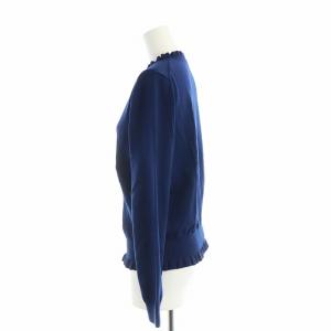 Leilian 近年モデル ニット カーディガン 長袖 フリル ロゴ 9 M 紺 ネイビー GY19 /MQ