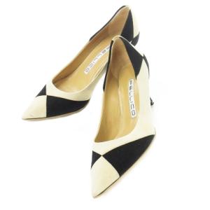 スエードパンプス ハイヒール アーモンドトゥ 配色 切替 バイカラー 35.5 ベージュ 黒 ブラック