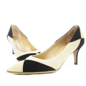 PELLICO スエードパンプス ハイヒール アーモンドトゥ 配色 切替 バイカラー 35.5 ベージュ 黒 ブラック