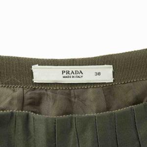 PRADA フレアスカート ギャザー ウール シルク混 ひざ丈 ジップフライ 38 S グレー /XZ GY19