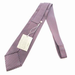 BVLGARI タグ付き ネクタイ ワイドタイ 総柄 絹 シルク 赤 青 08080565 /JS GY19