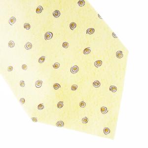 BVLGARI ネクタイ レギュラー シルク 絹 スケッチ 渦巻き ラウンド ドット 総柄 黄 イエロー /CK22 GY19