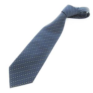 ネクタイ レギュラー シルク 絹 ドット 総柄 紺 ネイビー