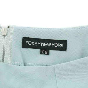 FOXEY NEW YORK フレアスカート ひざ丈 ジップフライ 38 S 水色 ライトブルー /XZ GY19